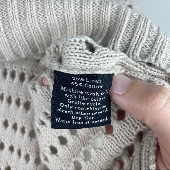 Rock & Republic Tan Brown Crochet Knit Short Sleeve Linen Blend Top Small Women - Picture 5 of 5